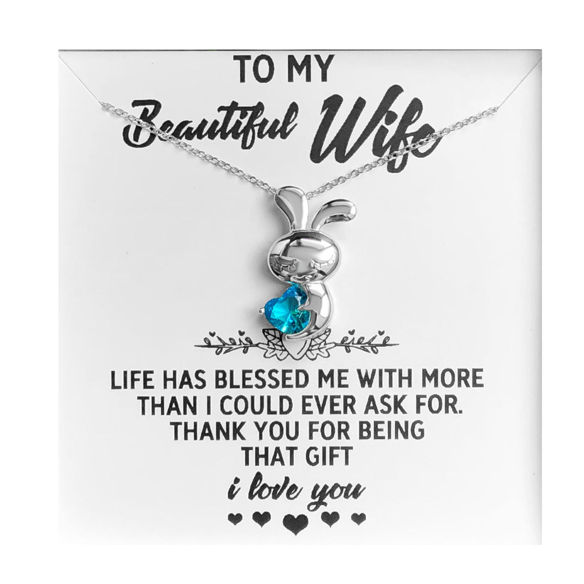 Wife Greeting Card Sterling Silver Infinity Heart Necklace Women Ginger Lyne Collection - Wife-01