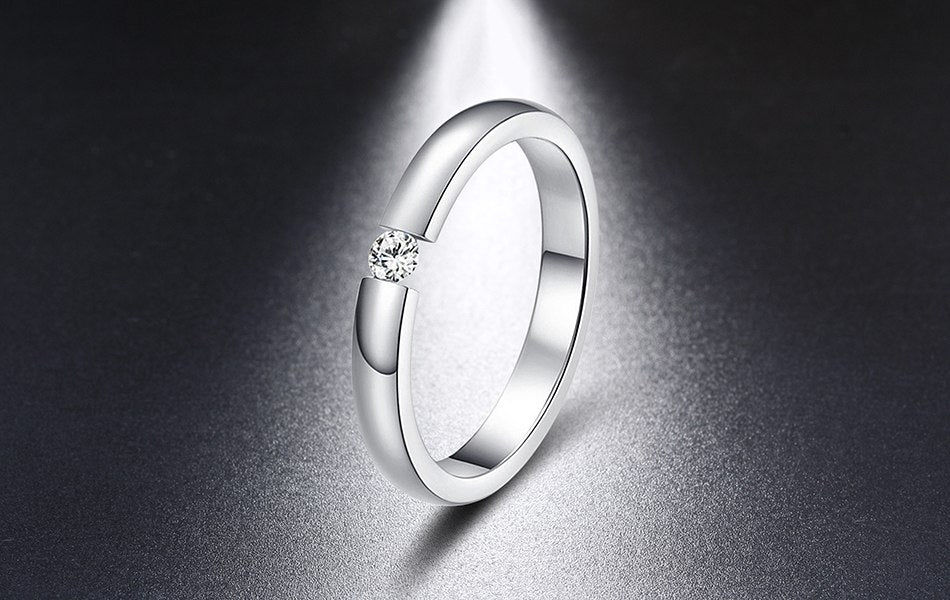 WeddingBandRingforWomenorMenStainlessSteelCrystalGingerLyneCollection_Silver-2