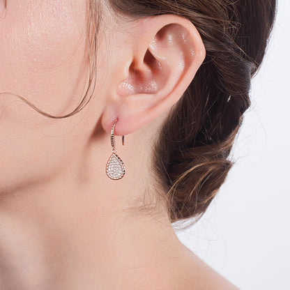 Teardrop Dangle Hook Earrings for Women Pave Cz Sterling Silver Ginger Lyne Collection - Yellow Gold