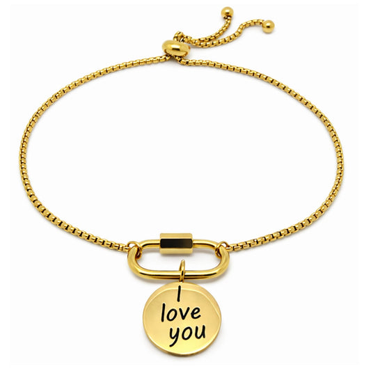 CarabinerCharmBraceletwithILoveYouCharmbyGingerLyneAdjustableStainlessSteelChain_Gold-1