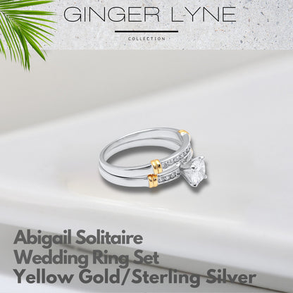 Abigail Wedding Ring Set for Women Engagment Ring Sterling Silver CZ Ginger Lyne Collection