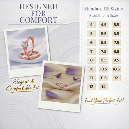 QueenaWeddingRingSetAnniversaryBandEngagementRingforWomenSterlingSterlingCzGingerLyneCollection_RoseGold/Sterling-7