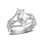Load image into Gallery viewer, Christabella Marquise Bridal Ring Set Sterling Silver Women Ginger Lyne Collection - 10

