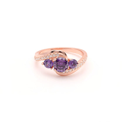 Brielle Rose Gold Sterling Silver Purple or Blue Cz Birthstone Ring Ginger Lyne Collection