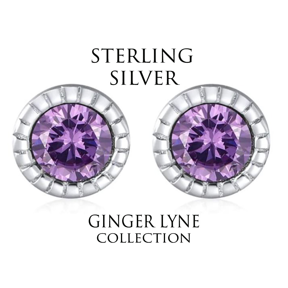 Purple Stud Cz Earrings Sterling Silver 5mm Womens Girls Ginger Lyne Collection