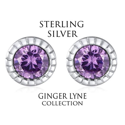 Purple Stud Cz Earrings Sterling Silver 5mm Womens Girls Ginger Lyne Collection