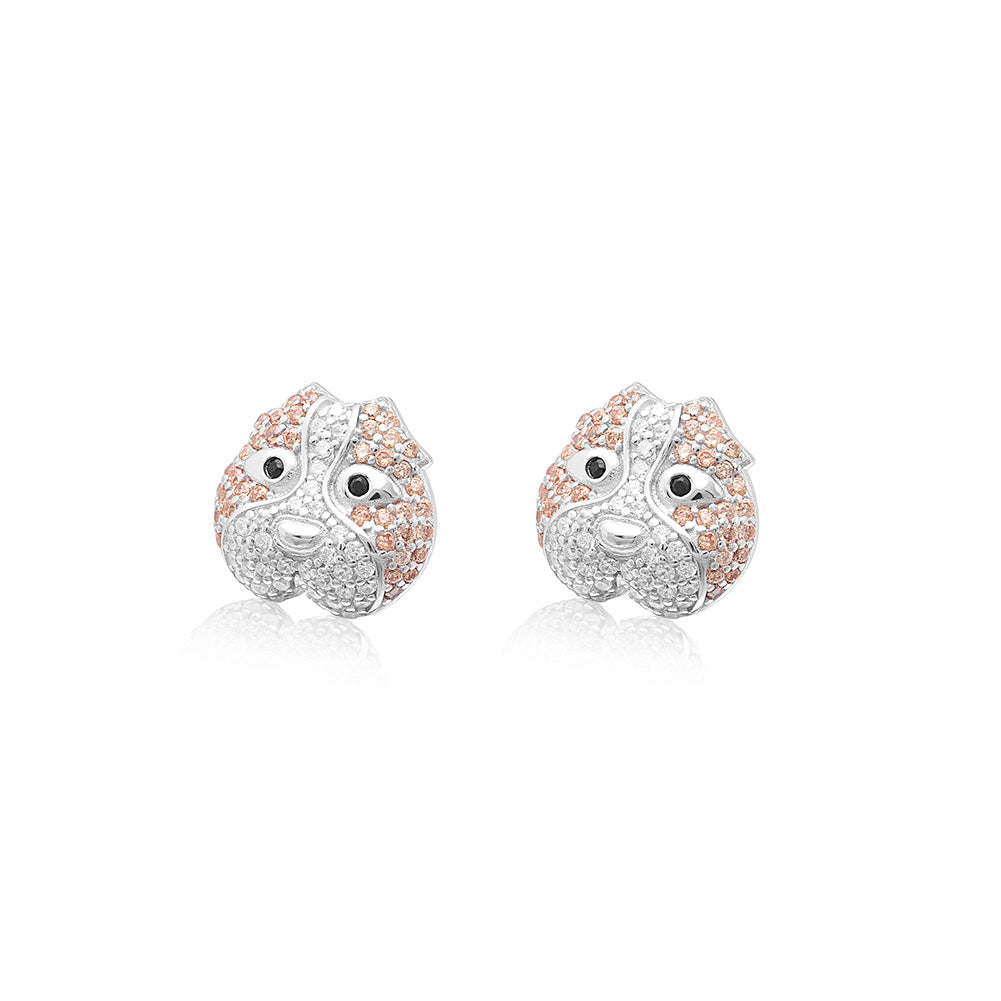 Pitbull Dog 3d Stud Earrings for Women or Girls Sterling Silver Cz Ginger Lyne Collection