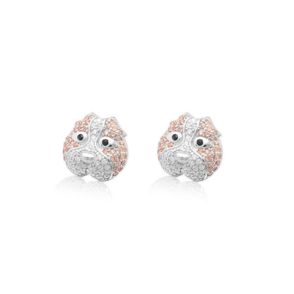 Pitbull Dog 3d Stud Earrings for Women or Girls Sterling Silver Cz Ginger Lyne Collection