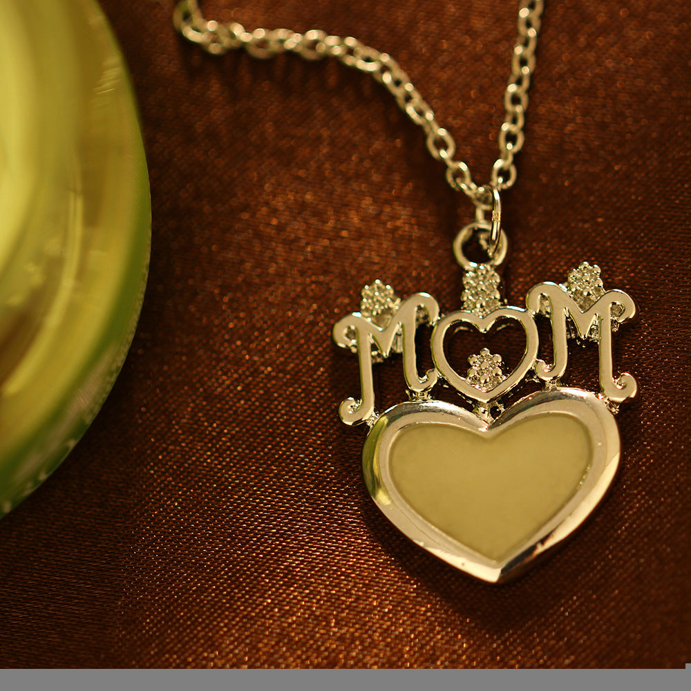 Mom Glow in Dark Mom Pendant Necklace Womens Ginger Lyne Collection