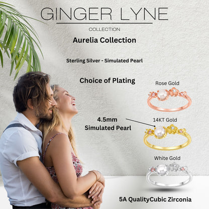 IslaSimulatedPearlRingforWomenSterlingSilver14KGoldPlatedGingerLyneCollection_Gold-5