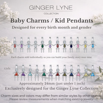 Baby Boy Birthstone Charm Children Pendants for Mom or Grandma Necklace by Ginger Lyne CZ Sterling Silver - Boy September