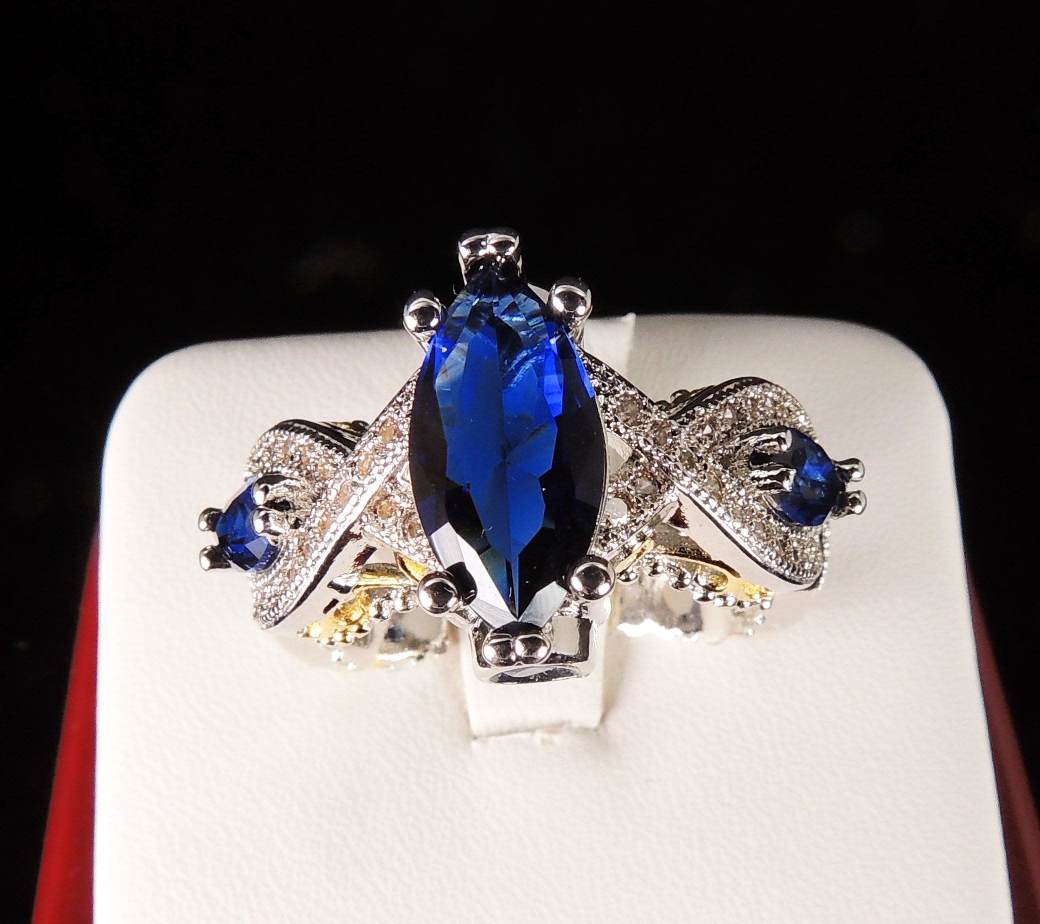 Elizabeth Blue Cz Marquise Bridal Engagement Ring Women Ginger Lyne Collection Size 6