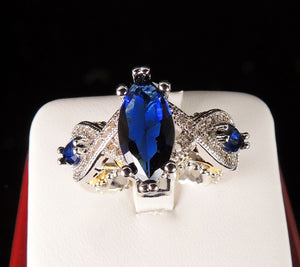 Elizabeth Blue Cz Marquise Bridal Engagement Ring Women Ginger Lyne Collection Size 6