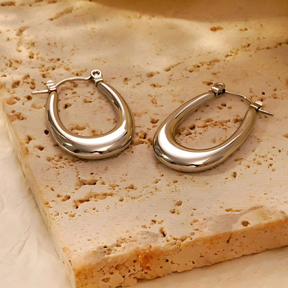 Hoop Earrings for Women by Ginger Lyne Gold Stainless Steel Lightweight Classic Everyday Style - Silver