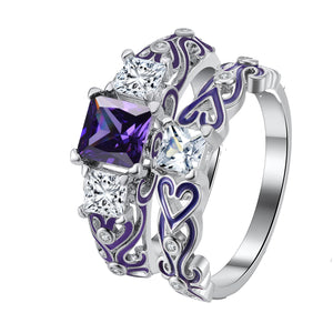 Cherri Purple Bridal Set Cz Princess Engagement Ring Women Ginger Lyne Collection - 12
