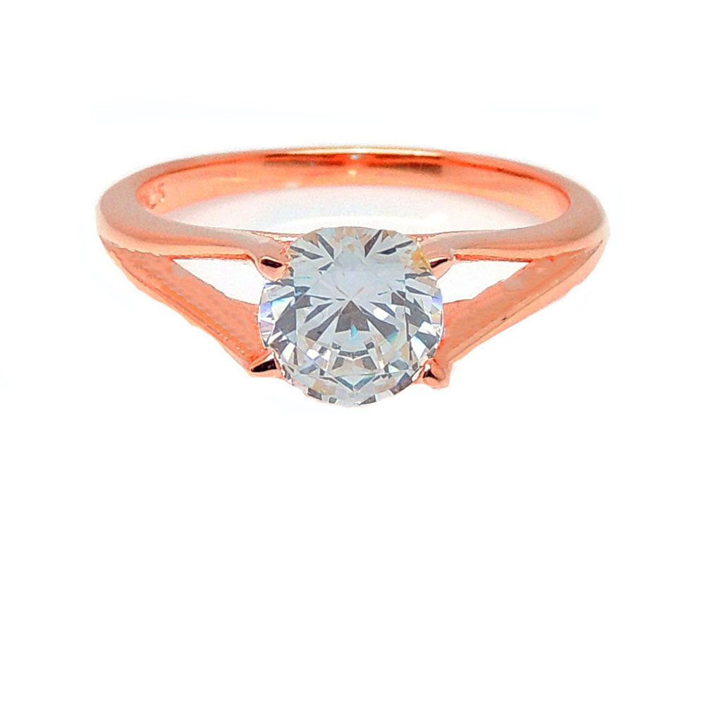 Ariel Engagement Ring Cubic Zirconia Women Sterling Silver Ginger Lyne Collection - Rose Gold,8