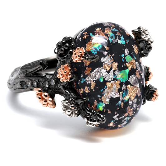 HenriettaBlackTreeBranchGothicInspiredFireOpalEngagementRingforWomenbyGingerLyne_Black-1