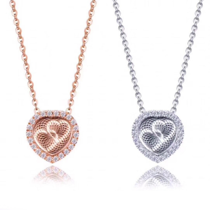 Heart Pendant Chain Necklace Sterling Silver Cz Womens Ginger Lyne Collection - Silver