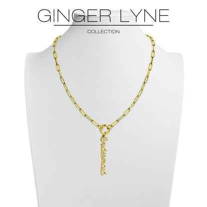 PaperclipLinkChainCharmHolderNecklaceWithBridesmaidCharmforWomenStainlessSteel18-20"GingerLyneCollection_Gold-6