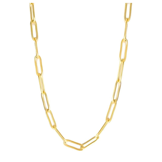 PaperclipChainNecklaceorBraceletforWomenorMenStainlessSteelGingerLyneCollection_Gold-1