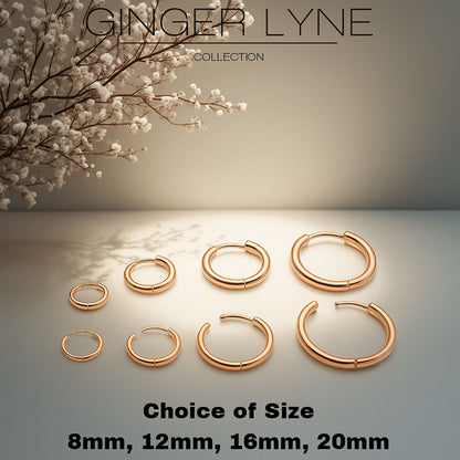 Stainless Steel Hoop Earrings by Ginger Lyne Huggie Style for Lobe Cartilage Piercing Body Jewelry - Rose-20mm