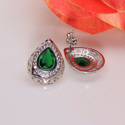 Lona Teardrop Pear purple Cz Stud Earrings Women Ginger Lyne Collection - Green