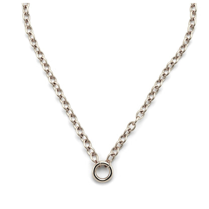 Carabiner Charm Necklace for Women O Link Chain Round Holder Stainless Steel by Ginger Lyne - 14mm/Silver