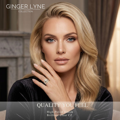 QueenaWeddingRingSetAnniversaryBandEngagementRingforWomenSterlingSterlingCzGingerLyneCollection_WhiteGold/Sterling-3