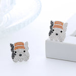 Load image into Gallery viewer, French Bulldog Stud Earrings for Women and Girls Sterling Silver Cz Ginger Lyne Collection
