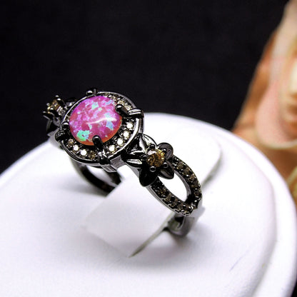 Sloane Statement Ring Womens Purple Black Plated Fire Opal Ginger Lyne Collection