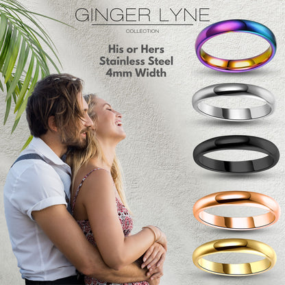 4mm Stainless Steel Wedding Band Ring for Women or Men Ginger Lyne Collection