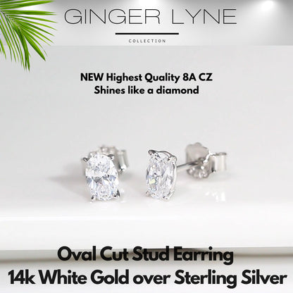 Oval Cut Stud Earrings for Women .86 Ct Simulated Diamond Sterling Silver Ginger Lyne