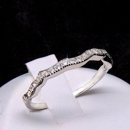 Versia Wedding Band Ring Sterling Silver Cz Scallop Bridal Womens Ginger Lyne Collection - 10