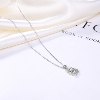 Halo Pendant Necklace for Women Sterling Silver Pink CZ Ginger Lyne Collection - Clear