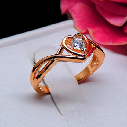 Christine Engagement Ring Promise Heart For Women Yellow or Rose Gold Cz Ginger Lyne Collection