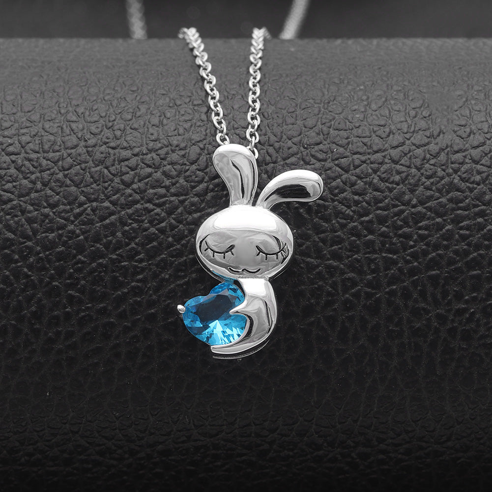 BunnyLoveNecklaceSterlingSilverHeartBlueCzWomensGingerLyneCollection_Blue-2