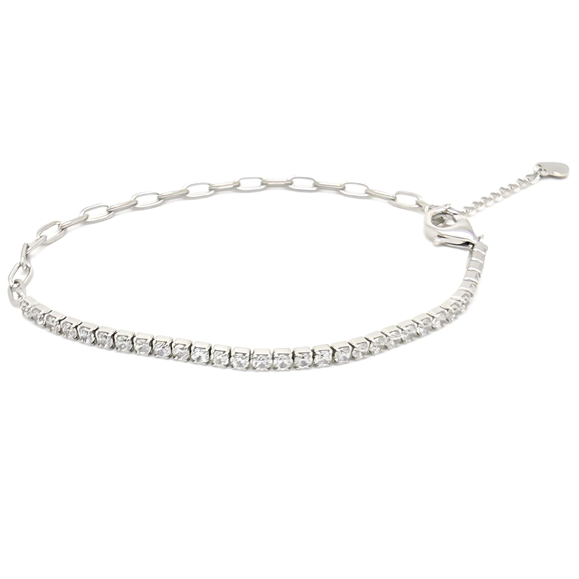 PaperclipChainHalfCZTennisBraceletforWomenAdjustableto7.5"SterlingSilverGingerLyneCollection_Clear-1