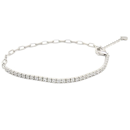 PaperclipChainHalfCZTennisBraceletforWomenAdjustableto7.5"SterlingSilverGingerLyneCollection_Clear-1