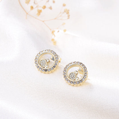 Floating CZ Bear Necklace Earrings Ring Set for Women Gold Plated Sterling Silver Ginger Lyne - Set