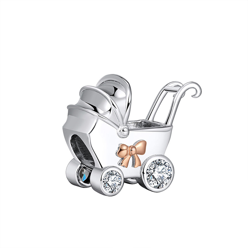 Baby Carriage Charm Cubic Zirconia Sterling Silver Womens Ginger Lyne Collection