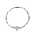 Load image into Gallery viewer, Snake Chain Charm Bracelet Sterling Silver Cz Love Clasp Ginger Lyne Collection - 17cm Snake
