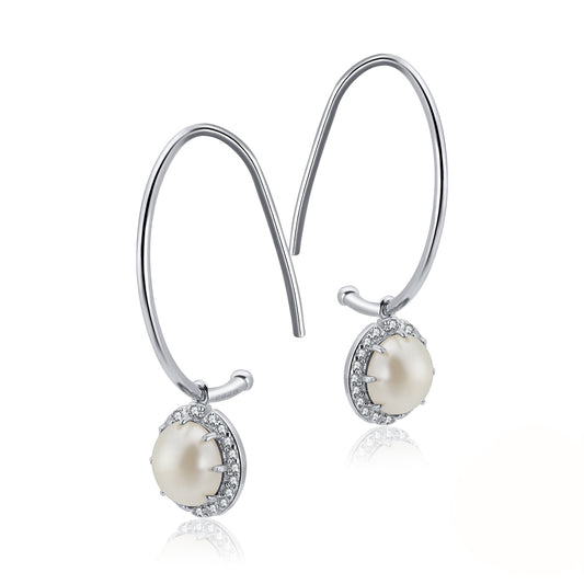 DropHookEarringsforWomenSterlingSilverCubicZirconiaCharmGingerLyneCollection_Pearl-1
