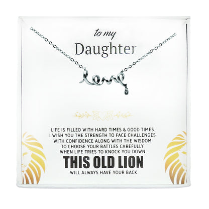 Daughter Greeting Card with Sterling Silver Love Script Necklace in Gift Box by Ginger Lyne Collection - GC-08-Love