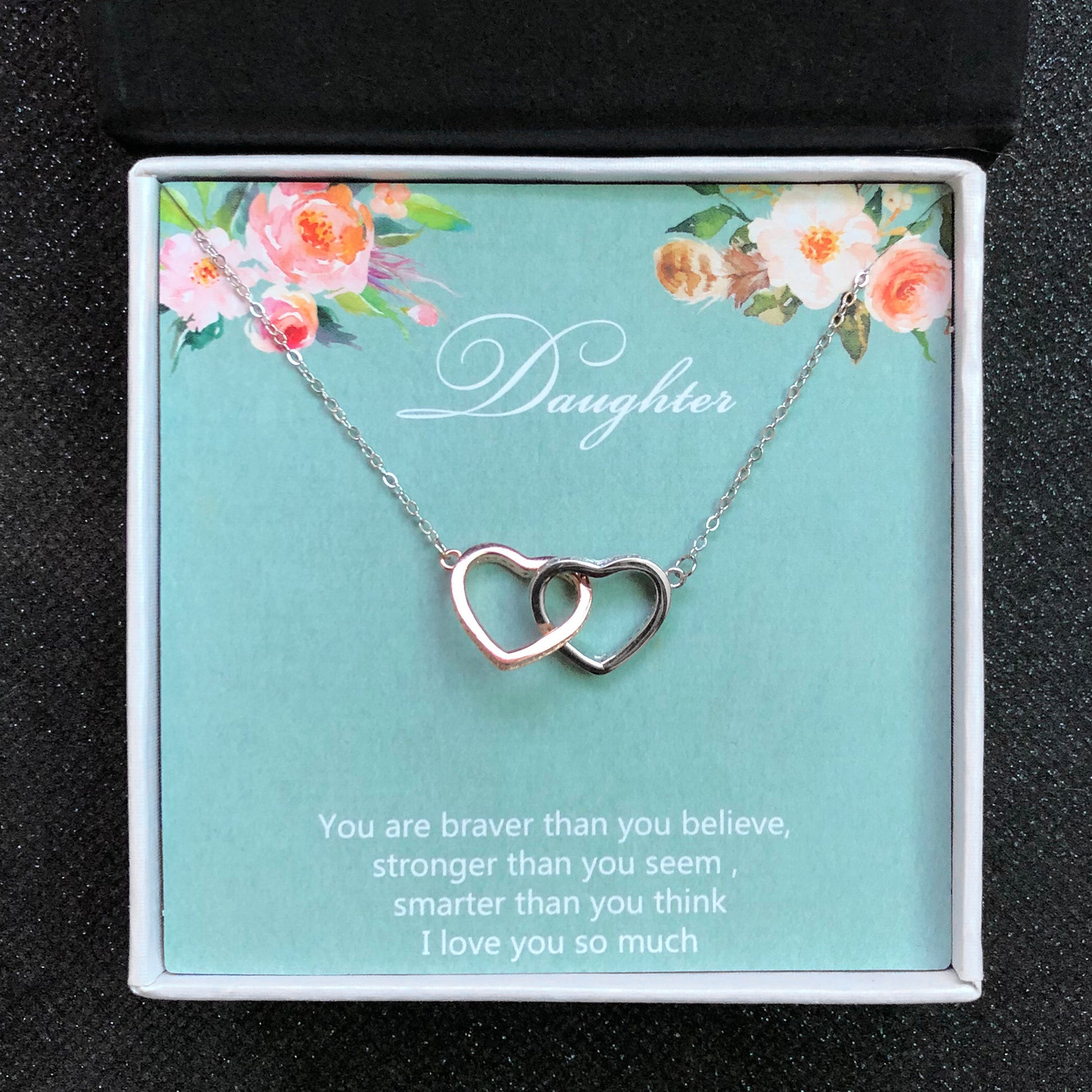 Daughter Greeting Card with Sterling Silver Linked Circles Necklace in Gift Box Ginger Lyne Collection - GC-11