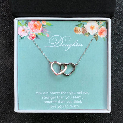 Daughter Greeting Card with Sterling Silver Linked Circles Necklace in Gift Box Ginger Lyne Collection - GC-11