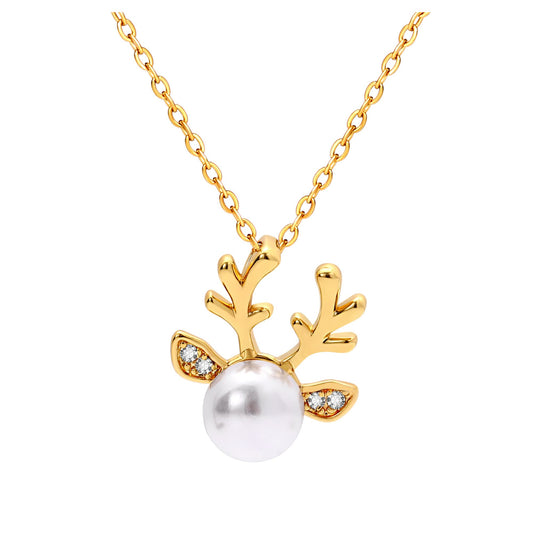 ReindeerNecklaceforWomenbyGingerLyneGoldPlatedSimulatedPearlChristmasJewelry_Gold-1