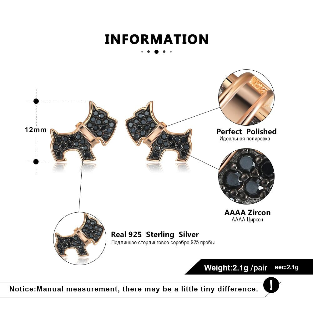Scottie Dog Bone Earring Necklace Set for Women Sterling Silver Ginger Lyne Collection - Set