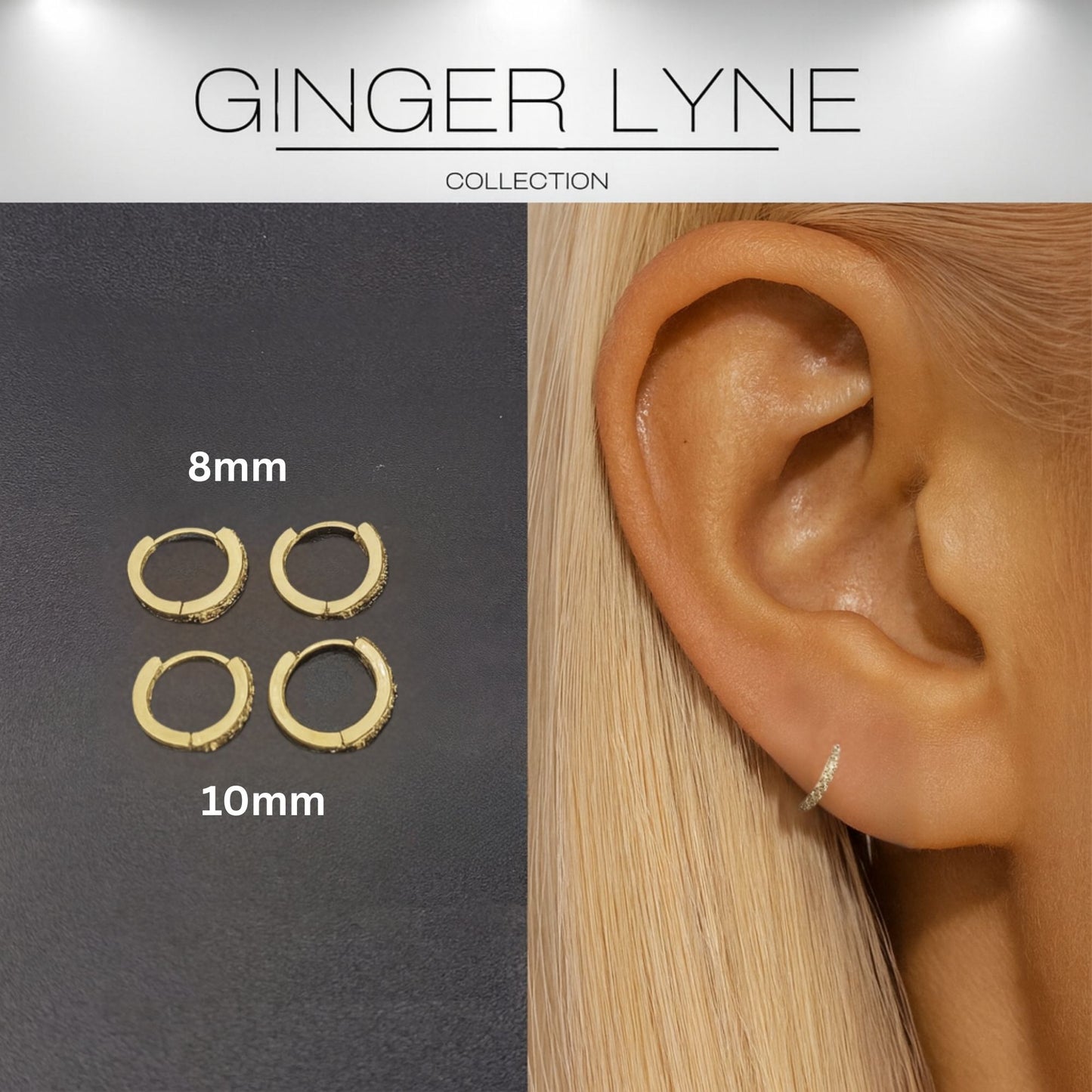 Small Huggie Hoop Earrings for Women 10mm White Gold Plated CZ Body Jewelry by Ginger Lyne Collection - 10mm Gold