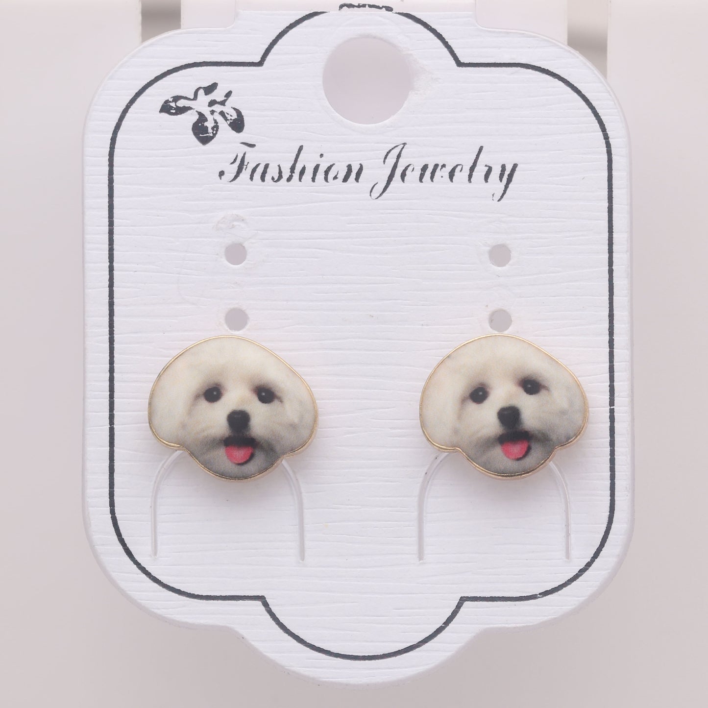 Maltese White Puppy Dog Stud Earrings - Ginger Lyne Collection