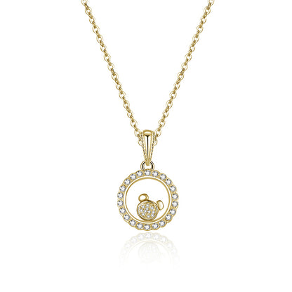 Floating CZ Bear Necklace Earrings Ring Set for Women Gold Plated Sterling Silver Ginger Lyne - Set